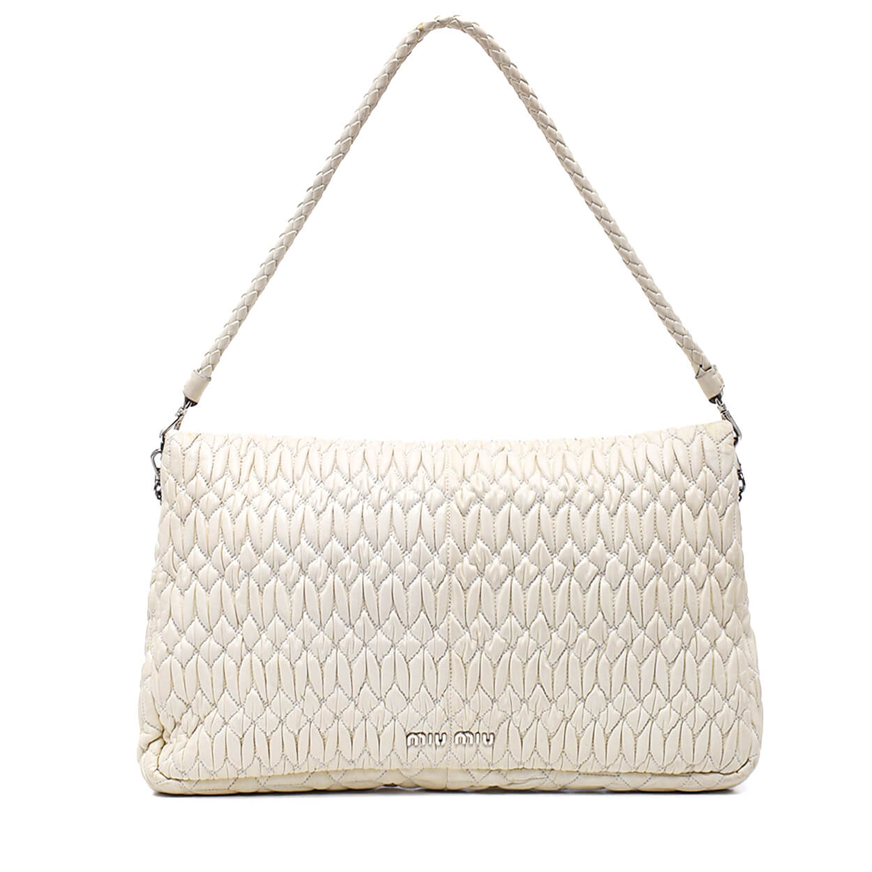 Miu Miu - Cream Matelasse Leather Bag w Iconic Crystal Cloque & Strap 